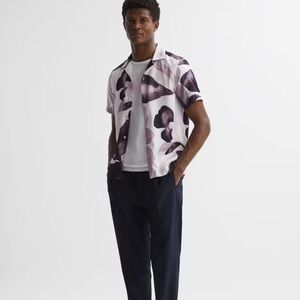 REISS HOWE
CUBAN COLLAR BUTTON THROUGH SHIRT IN GREY MULTI